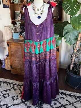 Kantha Bae Silk Celeste Jumpsuit Wide Legs Stunning! OS EUC